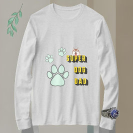 Camiseta Super cão pai engraçadinho luz cinza manga longa