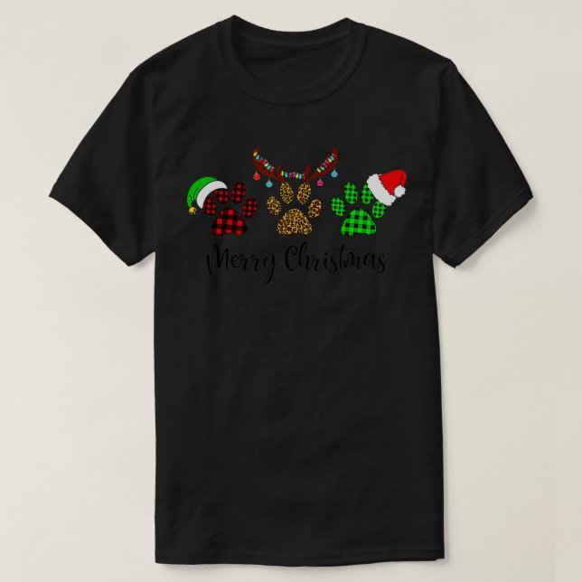 Camiseta Super Cute Dog Paws Foot Print Christmas Dog Lover (Frente do Design)