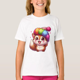 Camiseta Super Cute Fox in Colorful Pom-Pom Hat