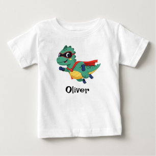 Camiseta Super Dino Herói – T-Rex Voador Fofo com Capa