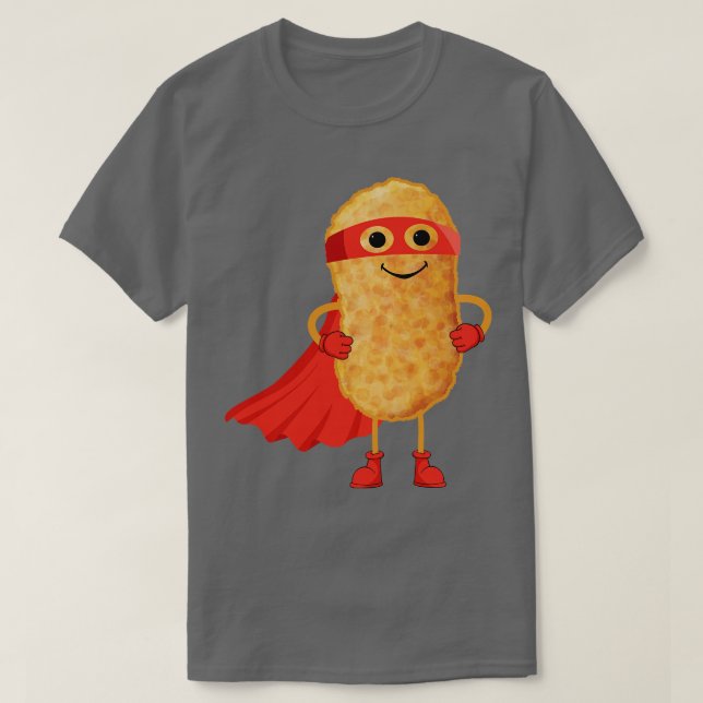 Camiseta Super Hero Chicken Nuggets Engraçados Homem-Nugget (Frente do Design)