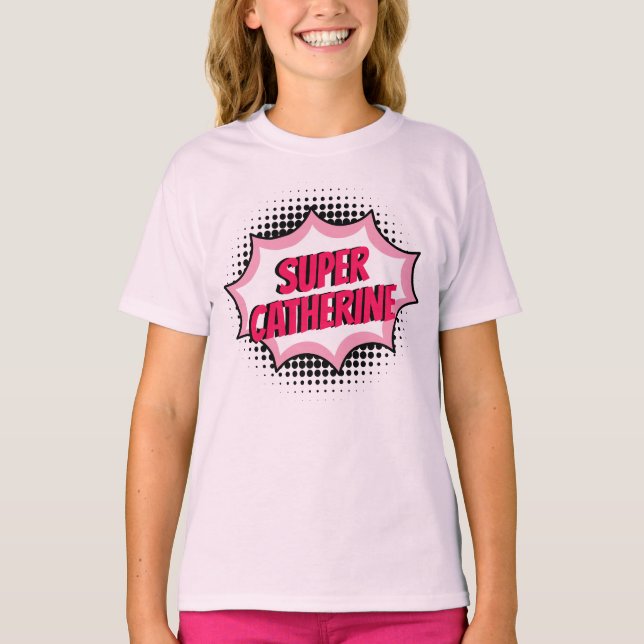 Camiseta Super Hero Estilo de BD Girly Pink (Frente)