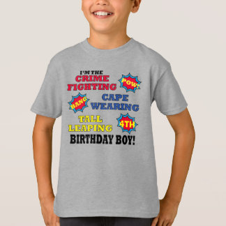 Camiseta Super-herói Aniversário - diversão cômica parece a