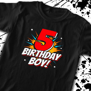 Camiseta Super-herói Birthday Boy - 5 anos - Aniversário 5