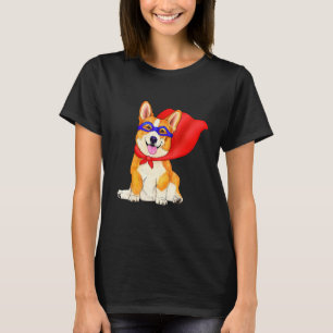 Camiseta Super Herói Corgi Cachorro Super-Herói Fofo Em Cap