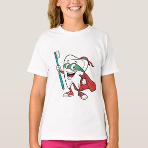 Camiseta Super Herói do Dente Lutador Contra Cáries Crian