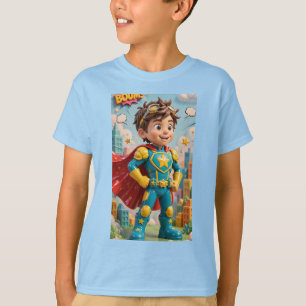 Camiseta  Super-herói Infantil Fofo Original com Cape 3D Ve