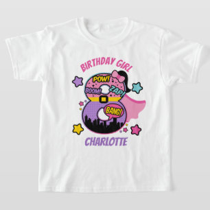 Camiseta Super-herói Oito Rapariga de Aniversário 8ª Super