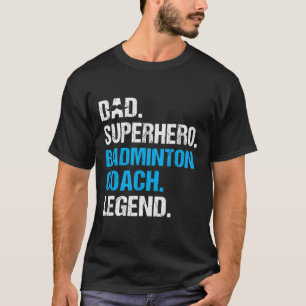 Camiseta Super Herói pai Badminton Treinador Engraçado Badm