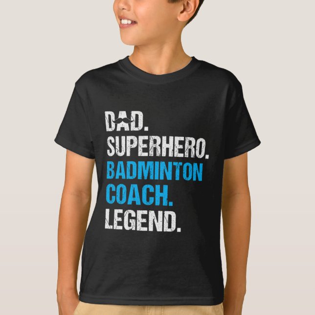 Camiseta Super Herói pai Badminton Treinador Engraçado Badm (Frente)