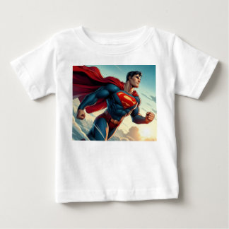 Camiseta Super Homem Bebê Jersey Fino