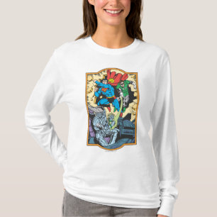 Camiseta Super-homem e Lanterna Verde Lutam Contra o Brain