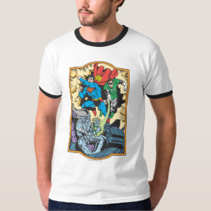 Camiseta Super-homem e Lanterna Verde Lutam Contra o Brain