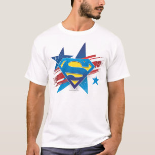 Camiseta Super-Homem Estilizado Logotipo de estrelas e tir