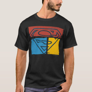 Camiseta Super-Homem Logotipo de Bloco Amarelo Vermelho