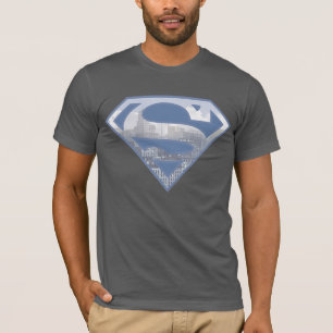 Camiseta Super-Homem  Logotipo de Cidade Azul Claro