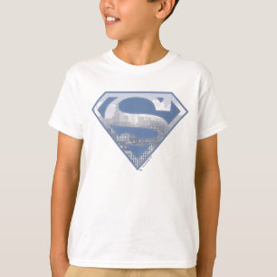 Camiseta Super-Homem Logotipo de Cidade Azul Claro