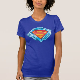 Camiseta Super-Homem Logotipo de metal vermelho e azul