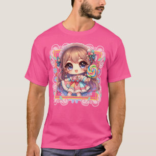Camiseta Super Kawaii Anime Girl No Estilo Coquette
