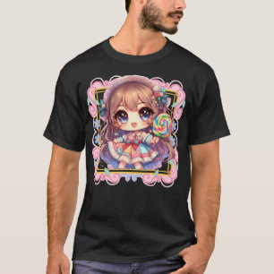 Camiseta Super Kawaii Anime Girl No Estilo Coquette