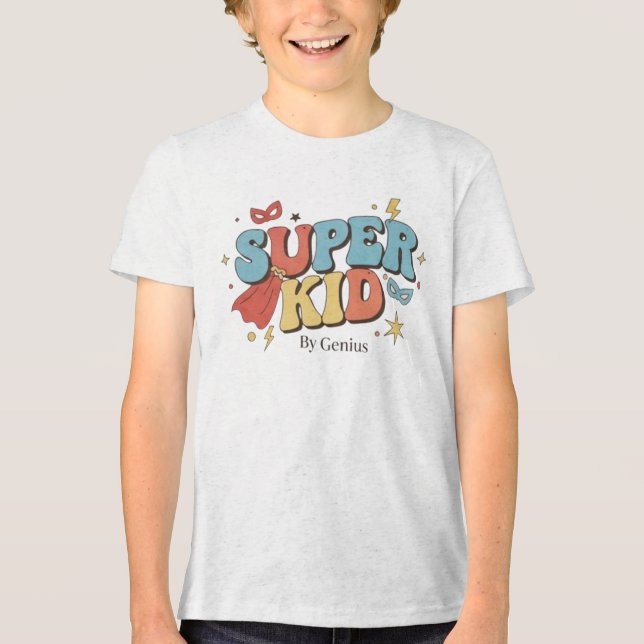 Camiseta Super Kid T-Shirt, Groovy Retro Superhero Children (Frente)