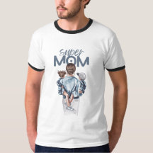Super Mãe Azul Aquarela Arte de Mãe e Filhos