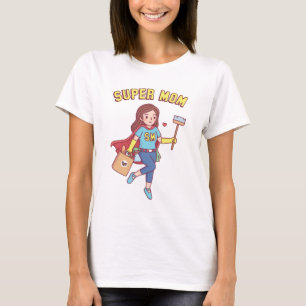 Camiseta Super Mãe Com Capa Dia das Mães Divertido