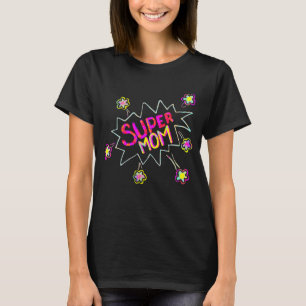 Camiseta Super Mãe Flor Bolha de Bicicleta Desenhando Dia d