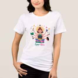 Camiseta Super Mãe Multitarefa Gráfico do Dia das Mães