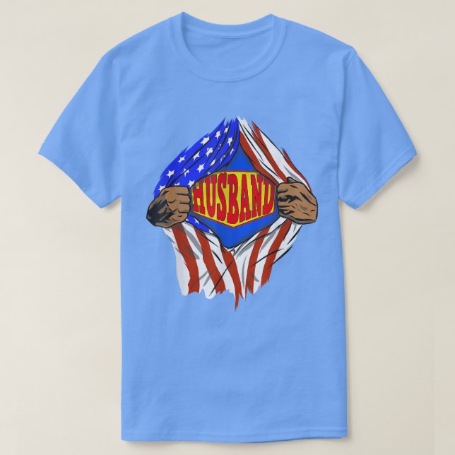 Camiseta Super Marido Hero Familiar Engraçado (Frente do Design)