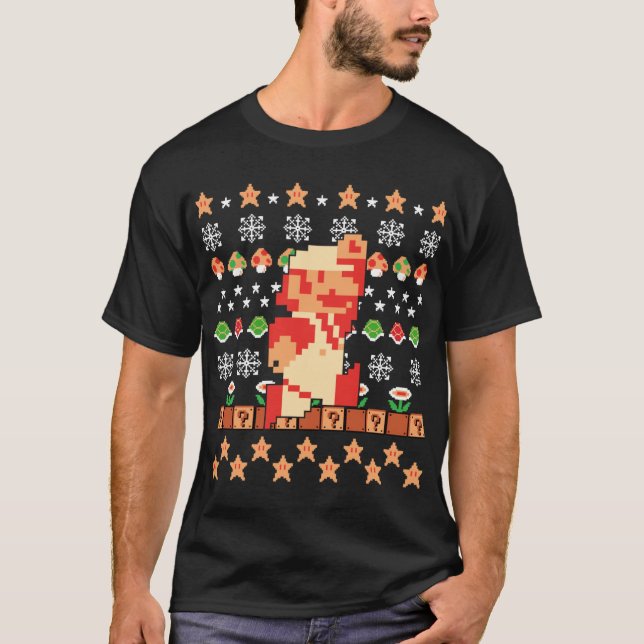 Camiseta Super Mario Mario Pele Natal engraçado (Frente)
