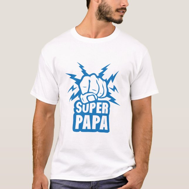 Camiseta super_papa_poing_fermer_force_eclair (Frente)