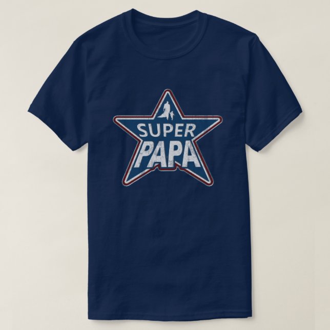Camiseta Super Papa Vermelho Branco e Azul (Frente do Design)