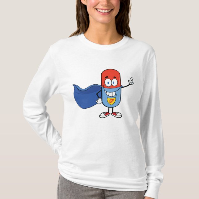 Camiseta Super Pill Cartoon Hero Character (Frente)
