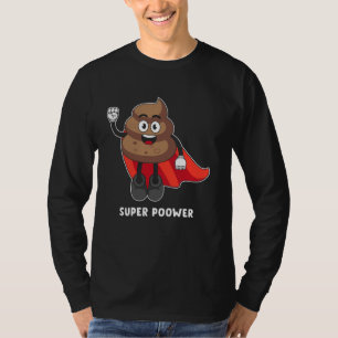 Camiseta Super Poower Super Hero Poop Engraçado Presente En