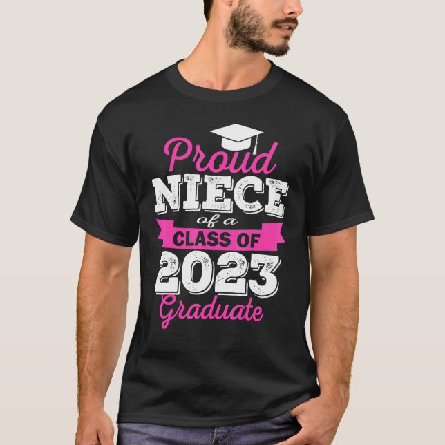 Camiseta Super Proud Niece Of 2023 Graduate Awesome Family  (Frente)