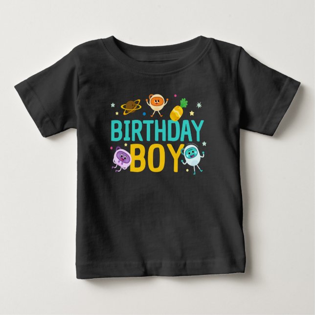Camiseta Super Simples | Bumble Nums Space Birthday Boy (Frente)