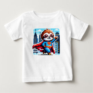 Camiseta Super Sloth Funny Pixel Art Hero Cityscape Design