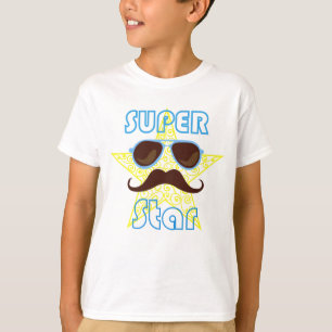 Camiseta Super Star de óculos de sol e bigode