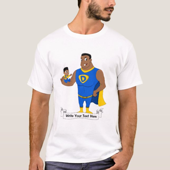 Camiseta Superdad e uma criança - desenho animado (Frente)