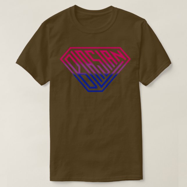Camiseta SuperEmpoderado protetor rosa azul púrpura (Frente do Design)