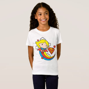 Camiseta Supergirl Chibi Voando Arco-Íris