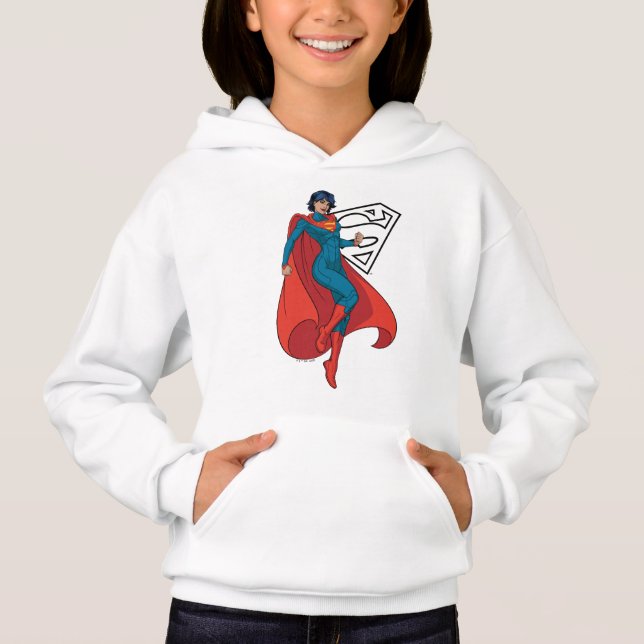 Camiseta Supergirl Hovering in Blue Suit (Frente)
