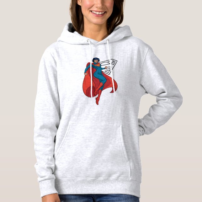Camiseta Supergirl Hovering in Blue Suit (Frente)