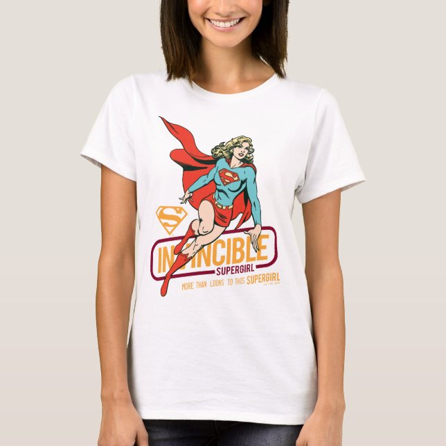 Camiseta Supergirl Invencível - Gráfico Retroativo (Frente)