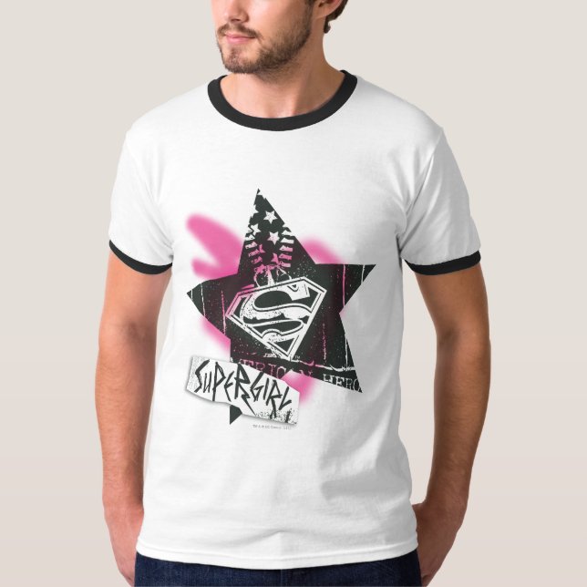 Camiseta Supergirl Pink Spray Paint Star (Frente)