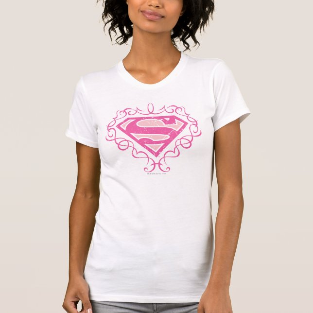 Camiseta Supergirl Pink Stripes (Frente)