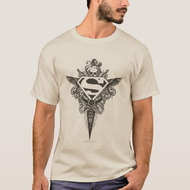 Camiseta Superman Estilizado | Logotipo branco de estrela e (Frente)