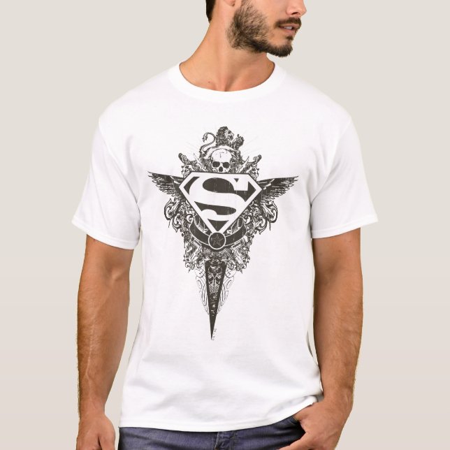 Camiseta Superman Estilizado | Logotipo branco de estrela e (Frente)