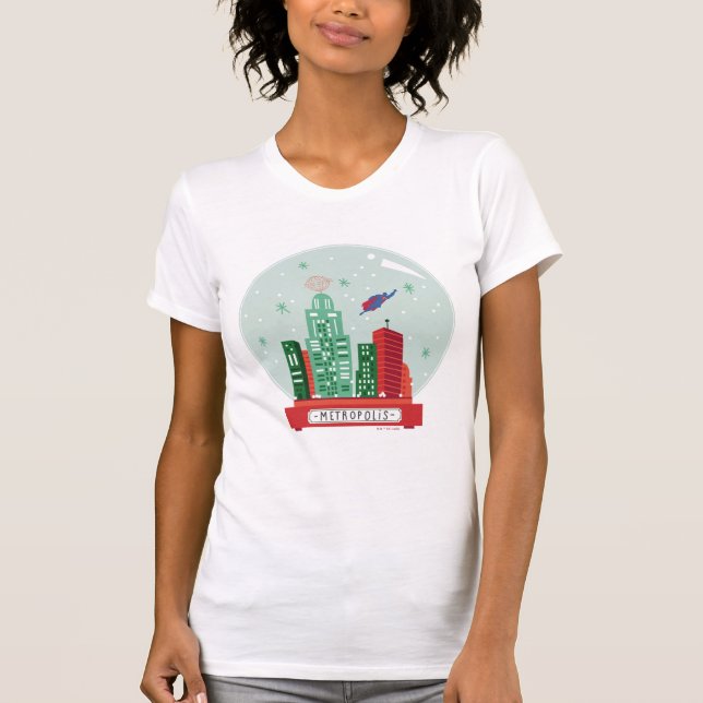 Camiseta Superman Metropolis Snow Globe Gráfico (Frente)